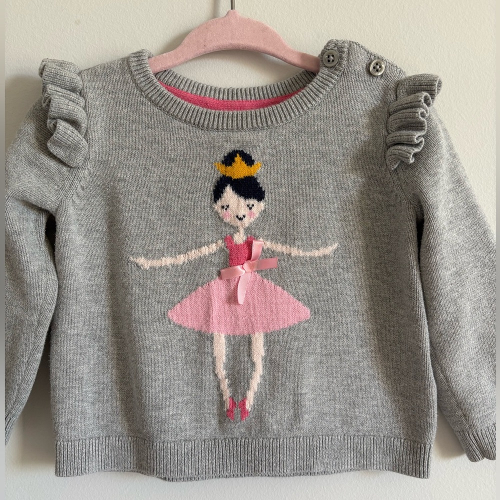 GAP Gray Sweater with Pink Trim